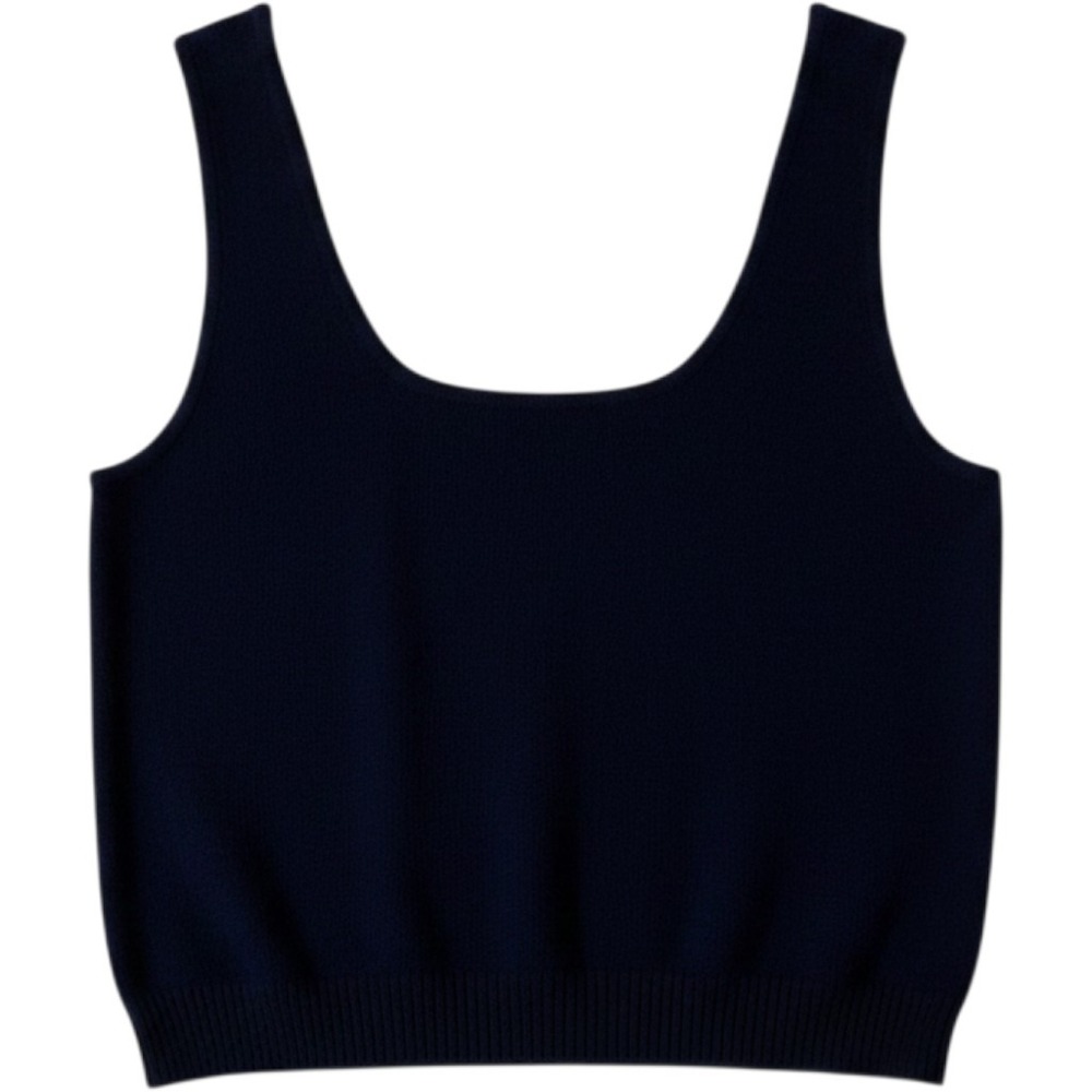 St John Basics Black Knit Tank Top Scoop Neck Sleeveless Ribbed Hem M staple